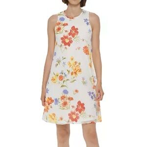Calvin Klein Floral Chiffon Shift Dress